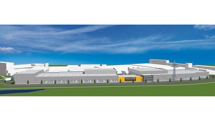 Die neue Produktionshalle 11 von Kaeser Kompressoren erstreckt sich über die gesamte Länge des Werkes.