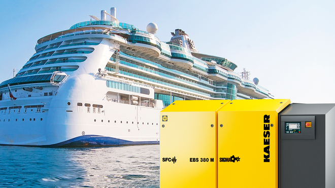 Schraubengebläse von Kaeser Kompressoren für den Einsatz auf Kreuzfahrtschiffen.