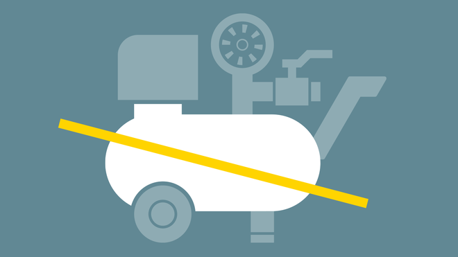 Der i.Comp 3 benötigt keinen Druckluftbehälter.